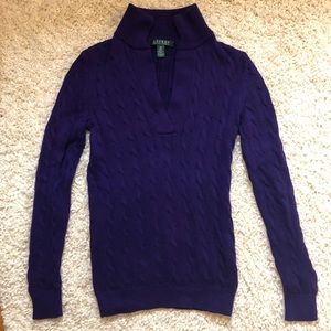 XS Ralph Lauren Cable-Knit Collared Sweater